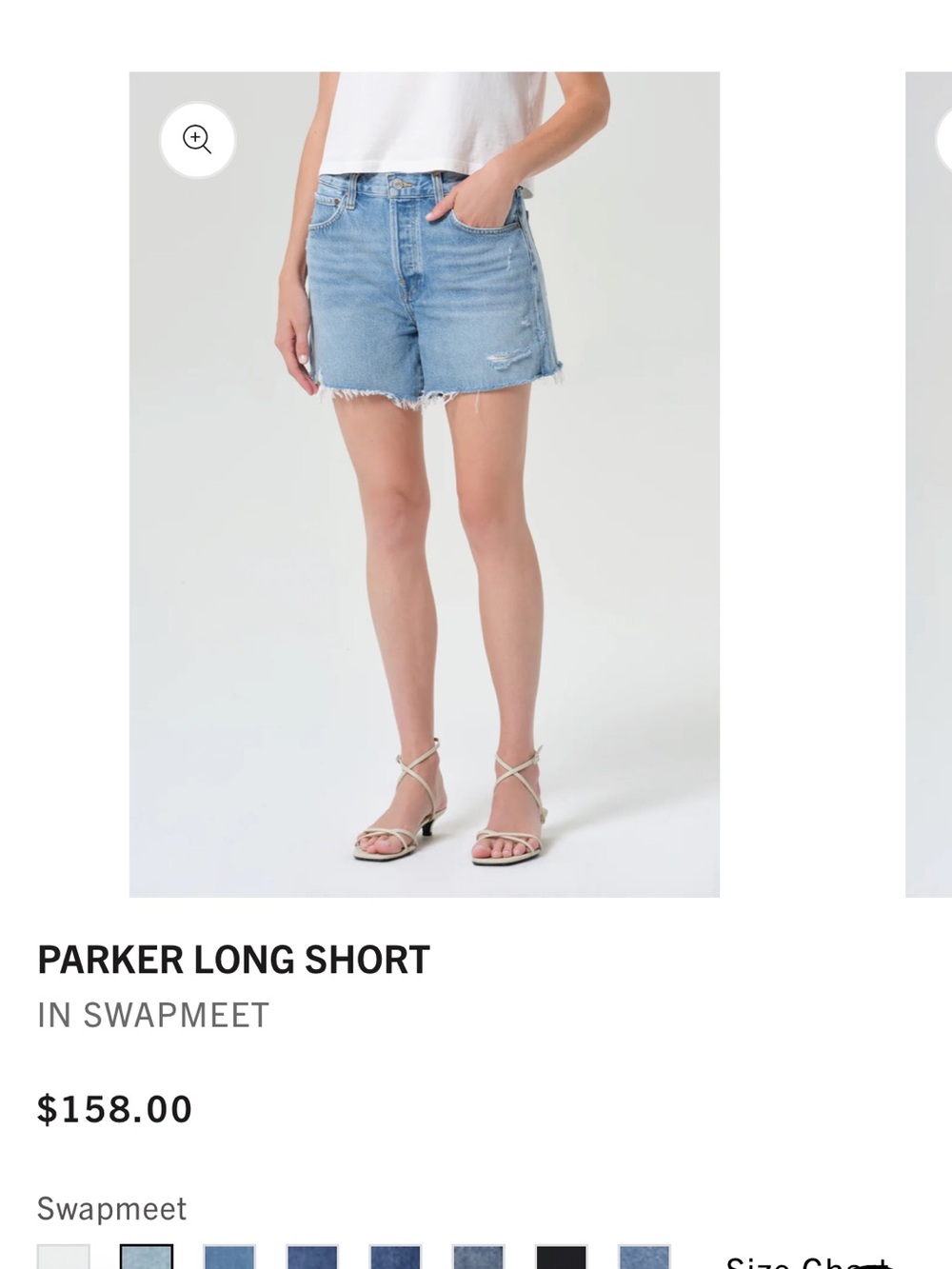Agolde Parker Long Short in Swapmeet Light Blue